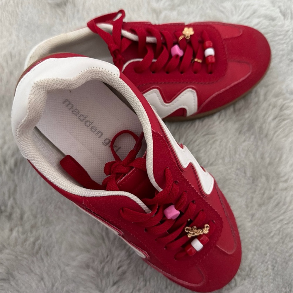 Madden Girl Red and Cream Casual Sneakers